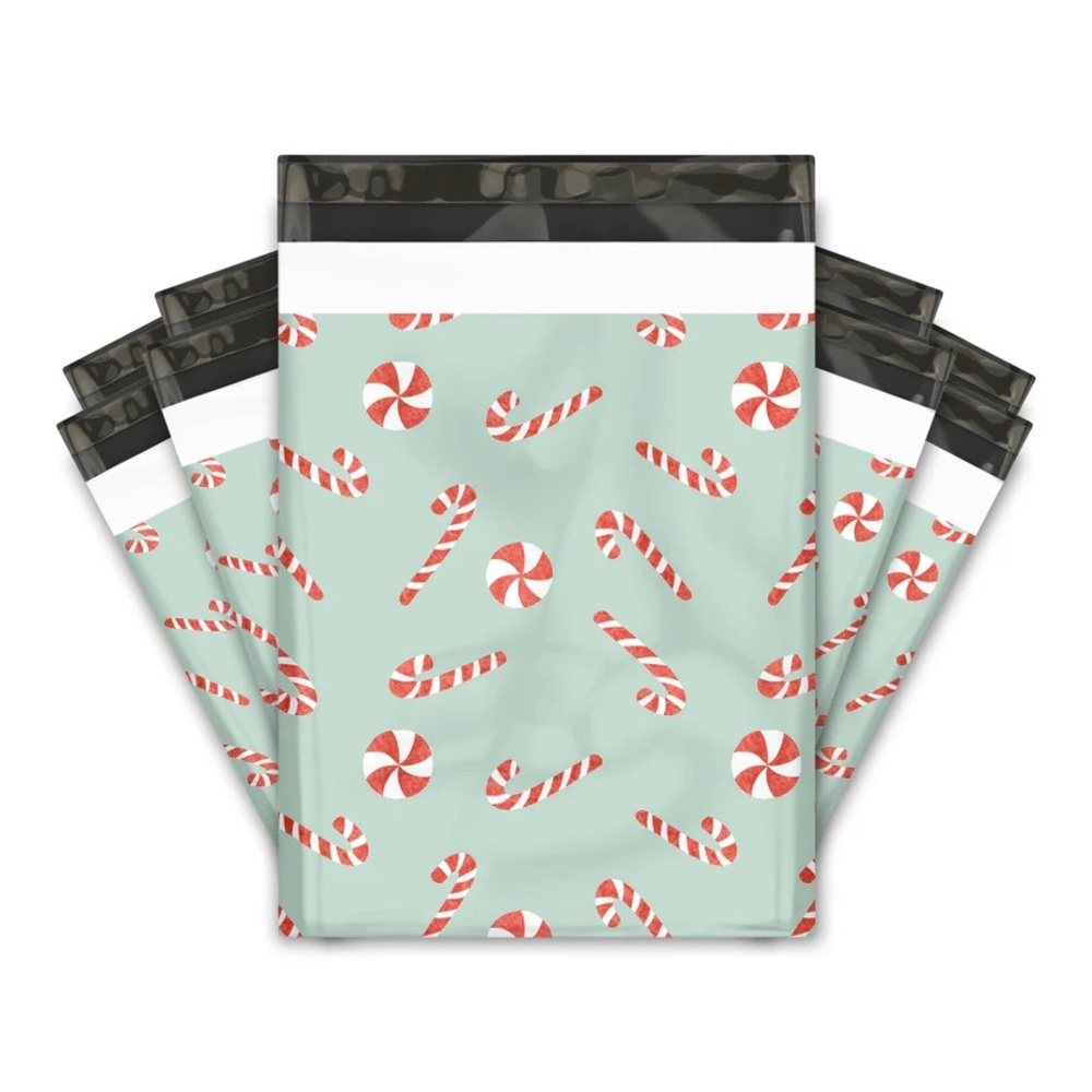 Poly Mailers 50 10X13 Mint Candy Cane Christmas Holiday